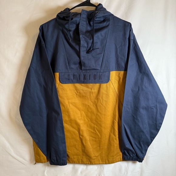 Brixton Other - Brixton Colorblock Hooded Anorak Pullover Jacket Navy Mustard 100% Cotton